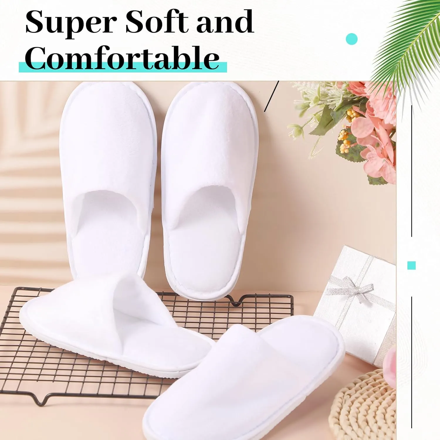 12 Pairs Kids Disposable Slippers for Guests Closed Toe Non Slip Spa Slippers Bulk Soft House Slippers Winter Warm Flip Flops for Boys Girls Travel Hotel Party Indoor Outdoor