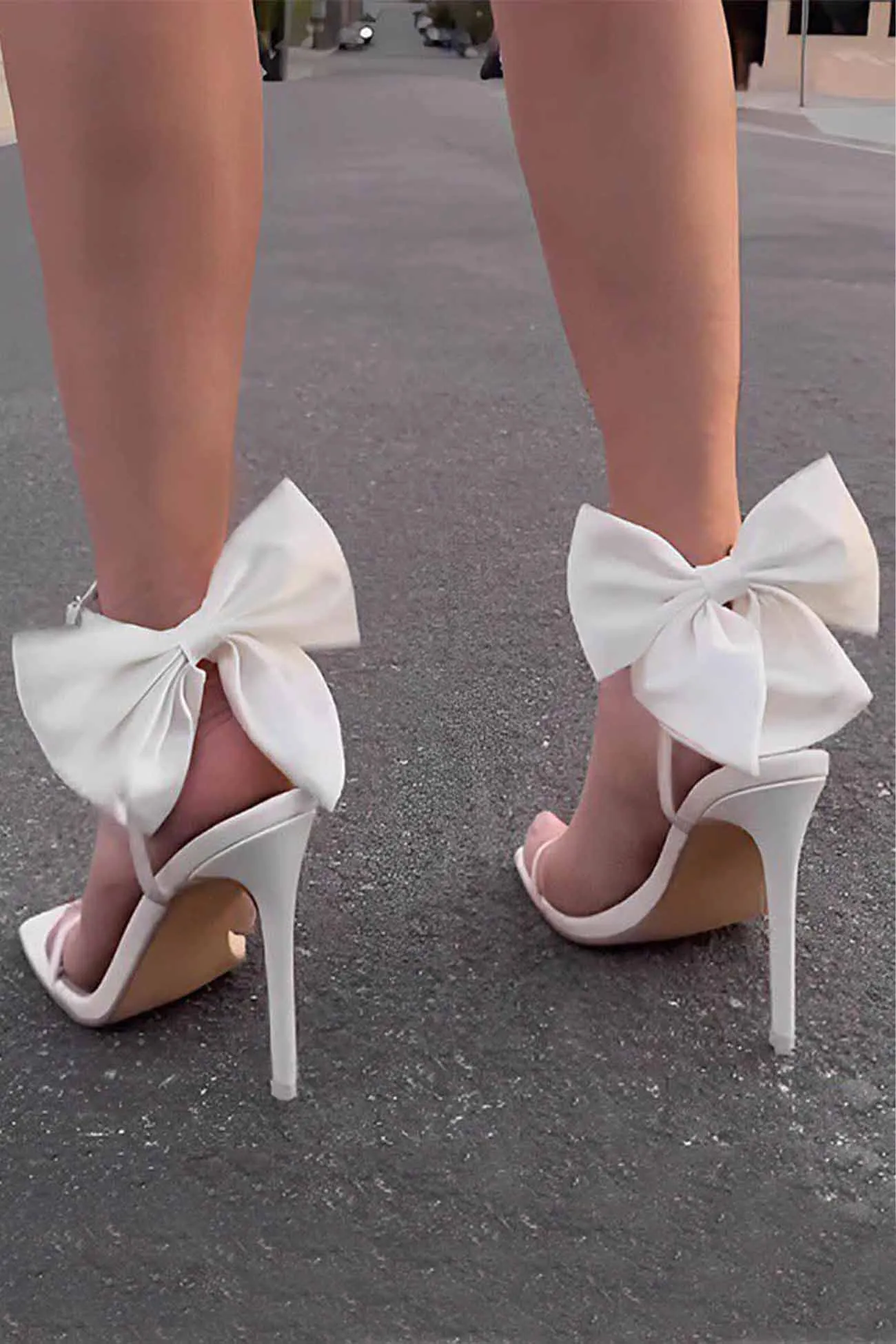 Amozae-Bow Ankle Strap High Heels