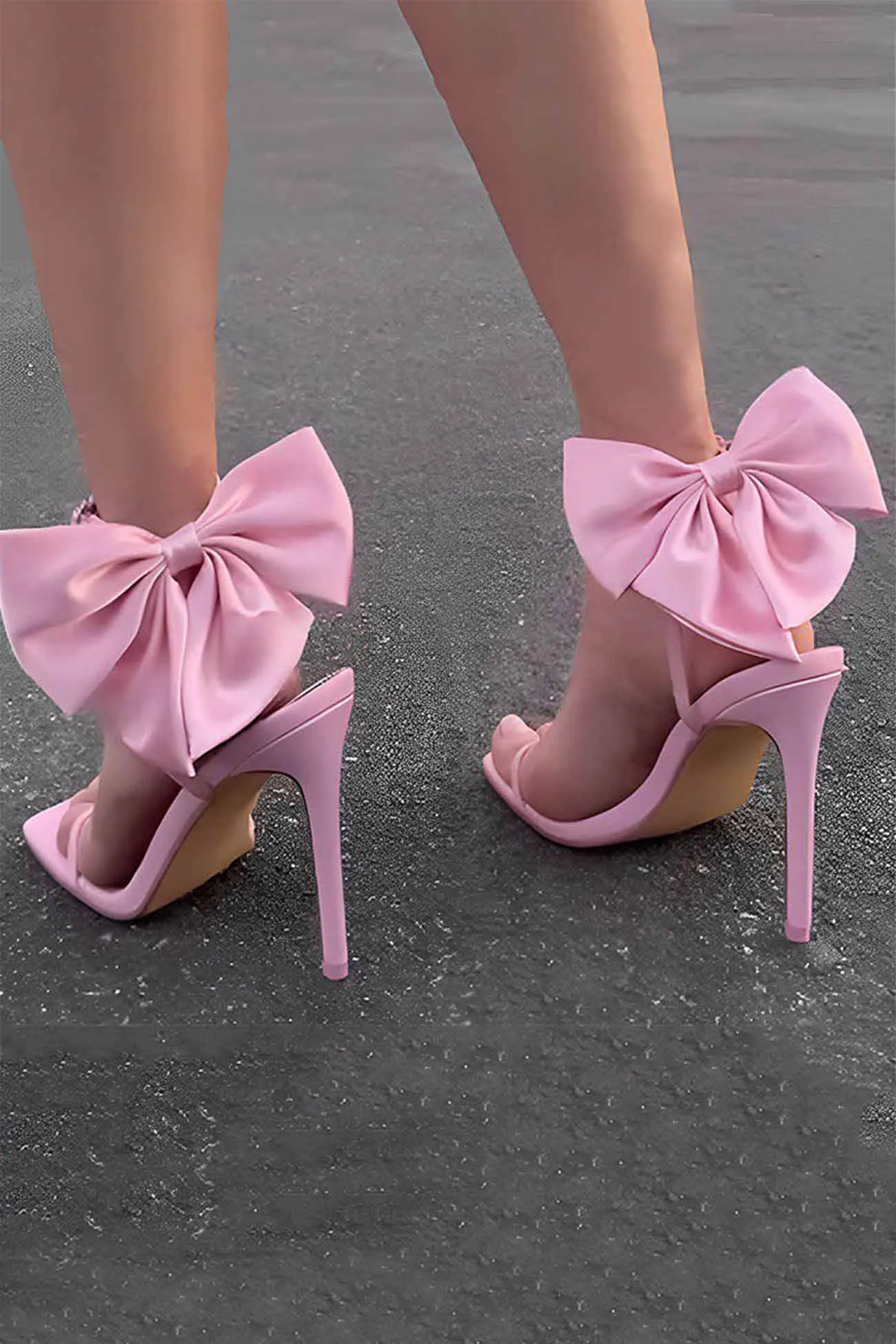 Amozae-Bow Ankle Strap High Heels