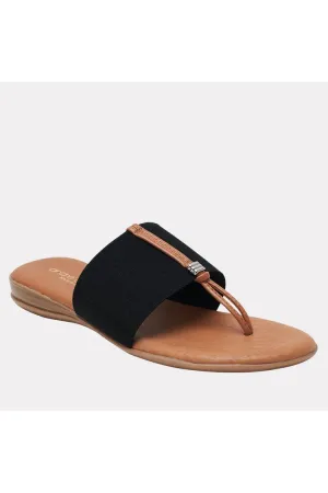 André Assous Nice Featherweights ™ Elastic Flip Flop Sandals | Black | Clearance Final Sale