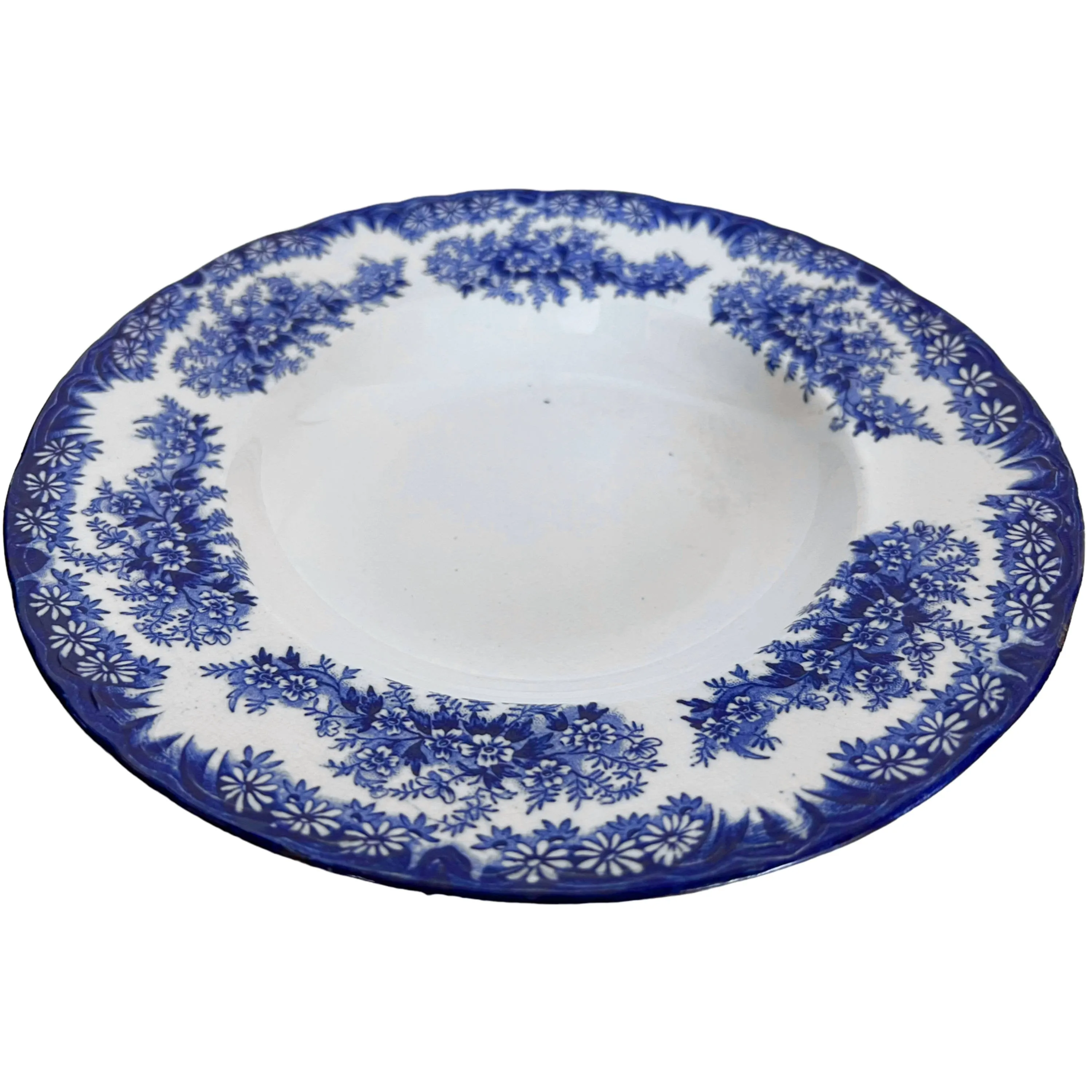 Antique Flow Blue Rimmed Soup Bowls Daisy Pattern Dudson Wilcox & Till Price For One