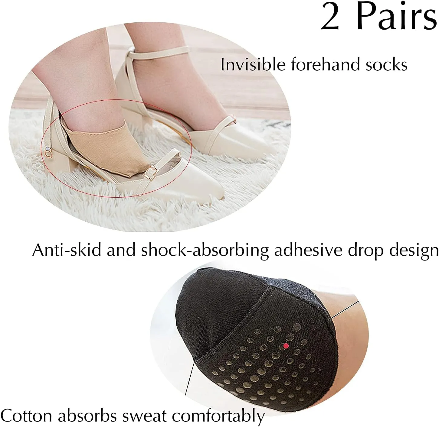 Ball of Foot Cushion Socks Seamless Toe Topper Socks Half Forefoot Socks Non-Slip Pain Relief Toe Half Socks