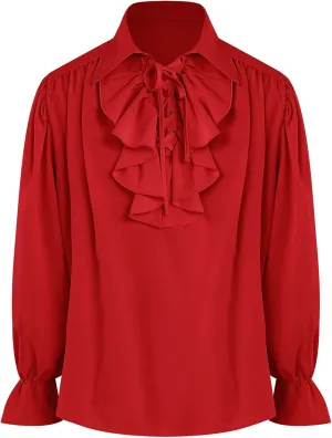Bbalizko Mens Pirate Shirt Ruffle Victorian Renaissance Steampunk Vampire Poet Shirts Gothic Medieval Costume