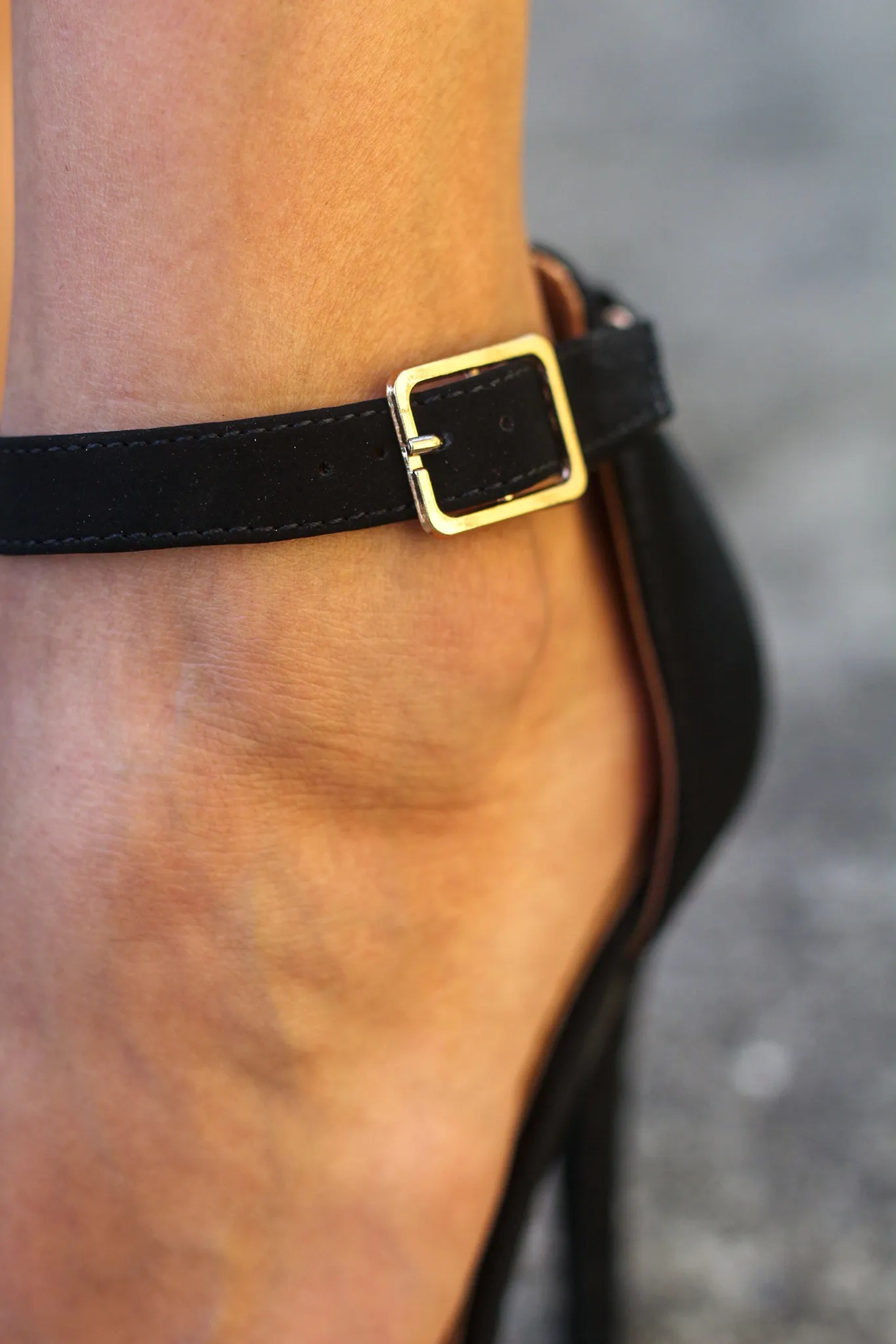 Black Single Strap Heels