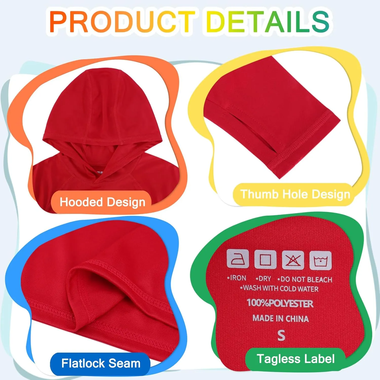 Boys Rash Guard Hoodie UPF 50  Sun Protection Long Sleeve Swim Shirt Quick Dry Kids SPF Fishing Water Beach Shirts