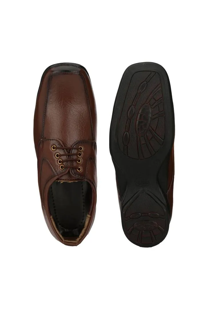 Brown Lace-up Synthetic Formal Shoes