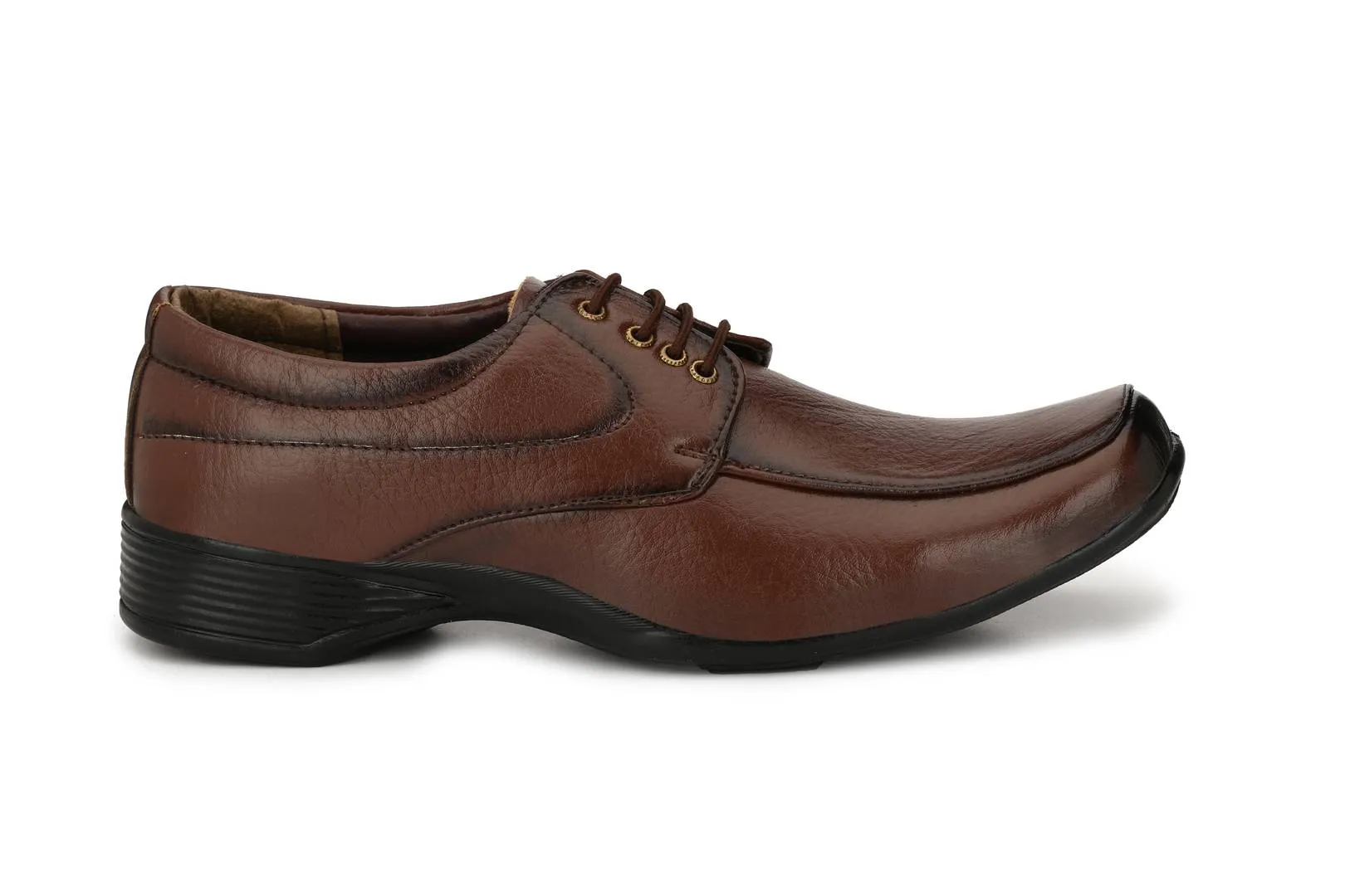 Brown Lace-up Synthetic Formal Shoes