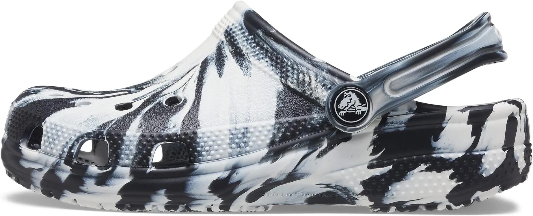 Classic Marbled Tie-Dye Clog Crocs, Black/White