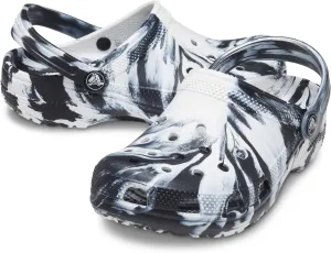 Classic Marbled Tie-Dye Clog Crocs, Black/White