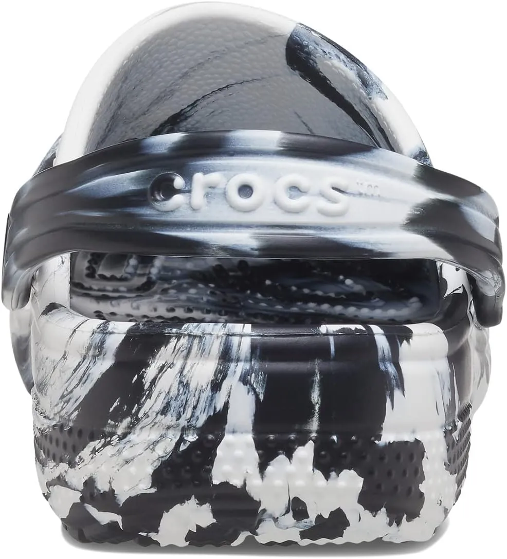 Classic Marbled Tie-Dye Clog Crocs, Black/White