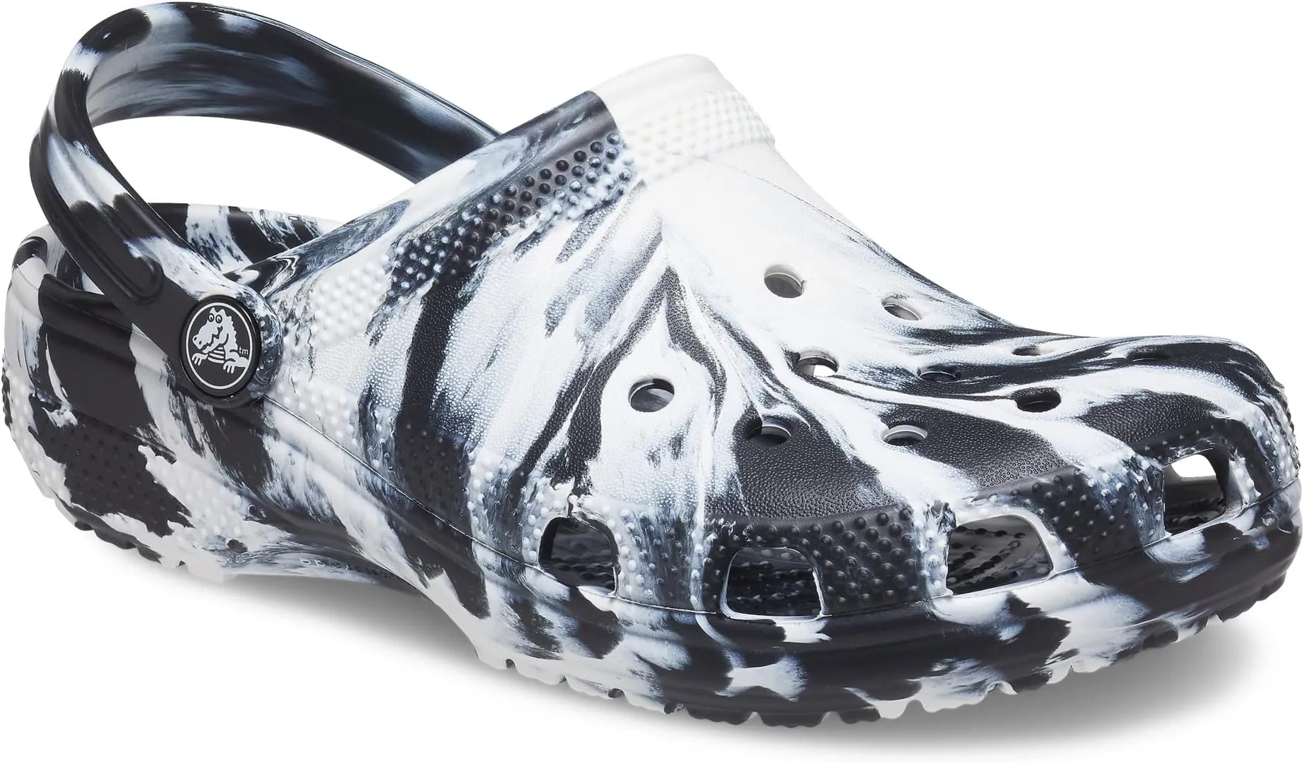 Classic Marbled Tie-Dye Clog Crocs, Black/White