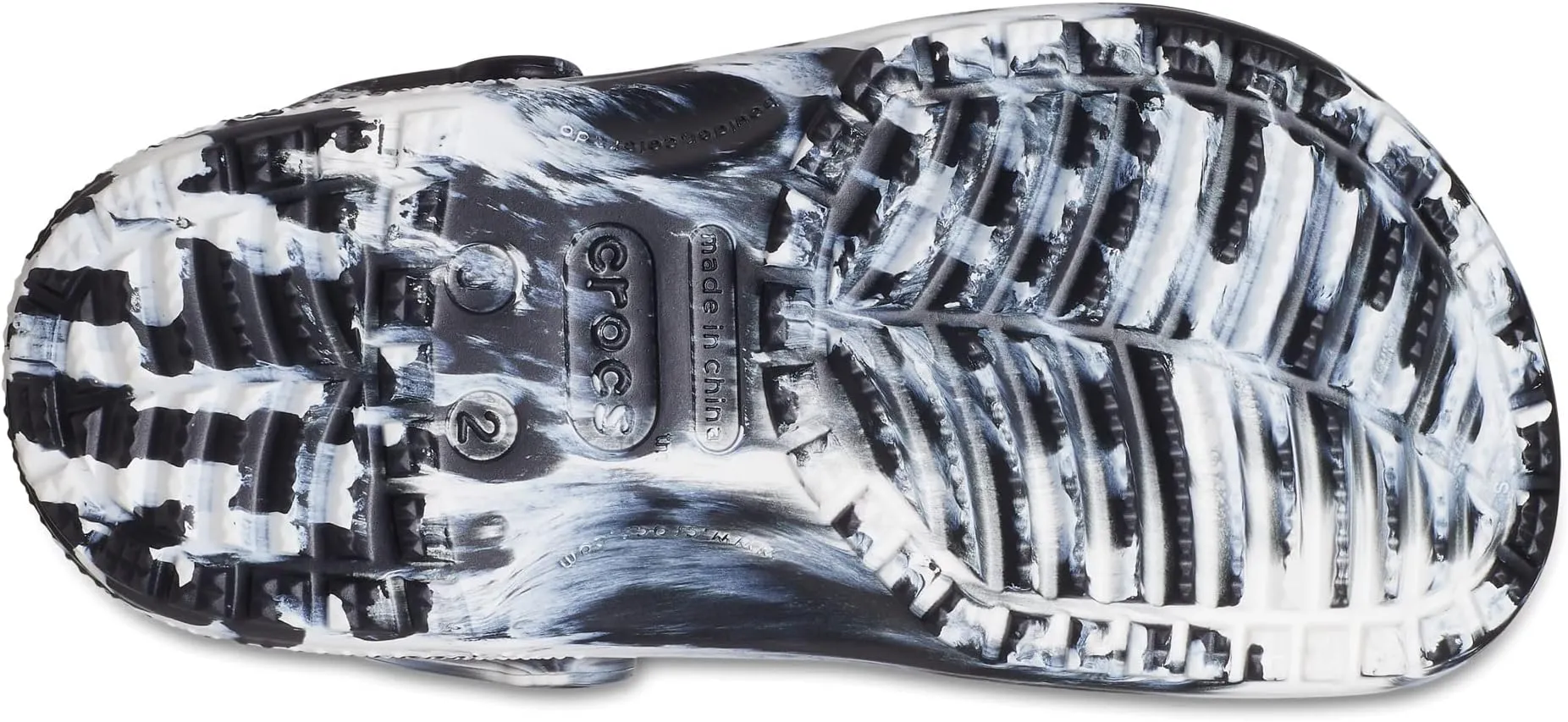 Classic Marbled Tie-Dye Clog Crocs, Black/White