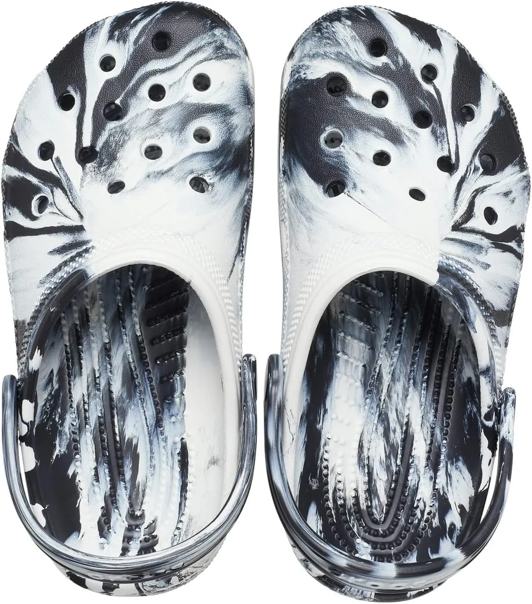 Classic Marbled Tie-Dye Clog Crocs, Black/White