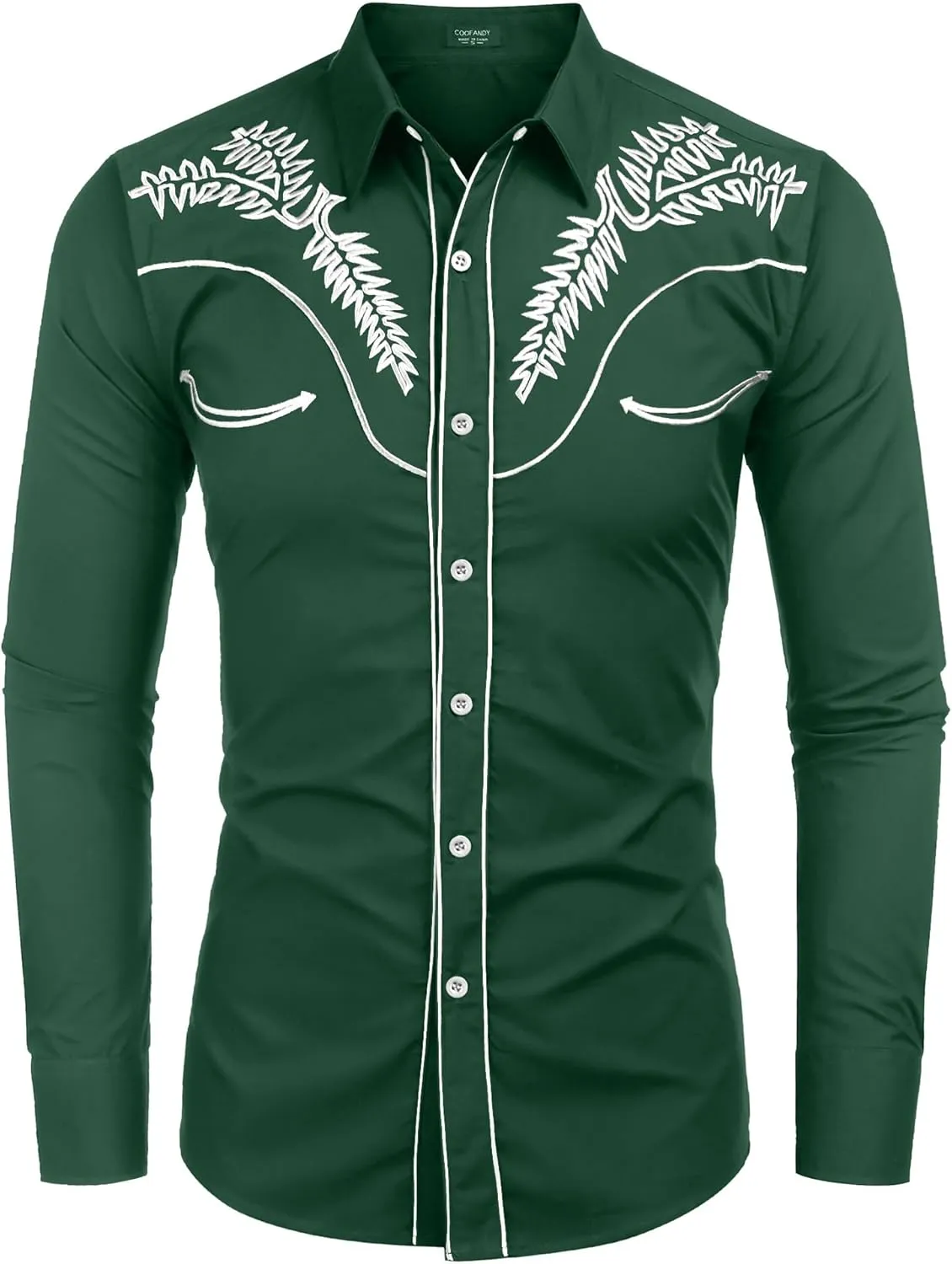 COOFANDY Men's Western Shirts Long Sleeve Embroideres Cowboy Shirts Casual Button Down Shirt