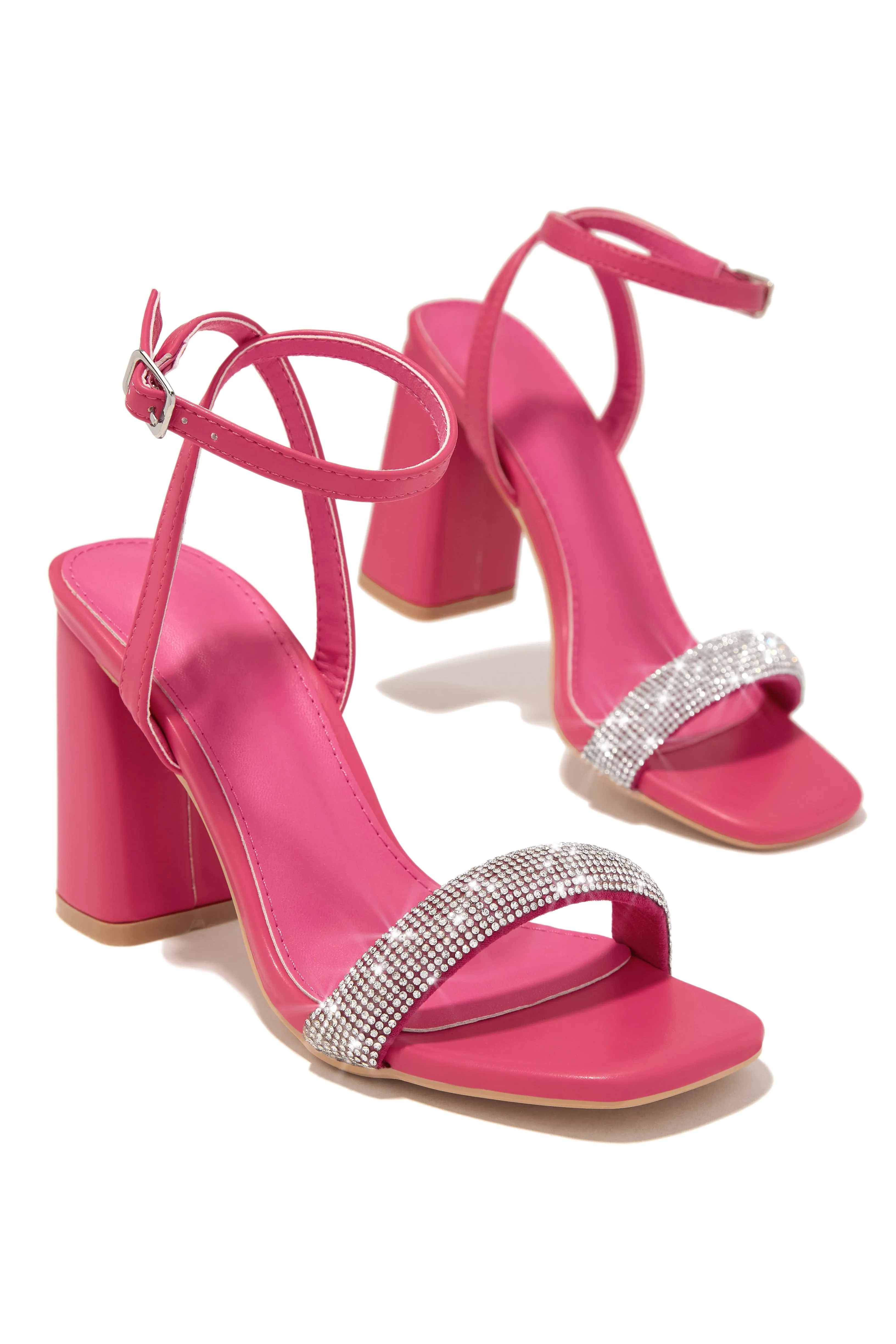 Devine Dreams Embellished Chunky Heels - Pink