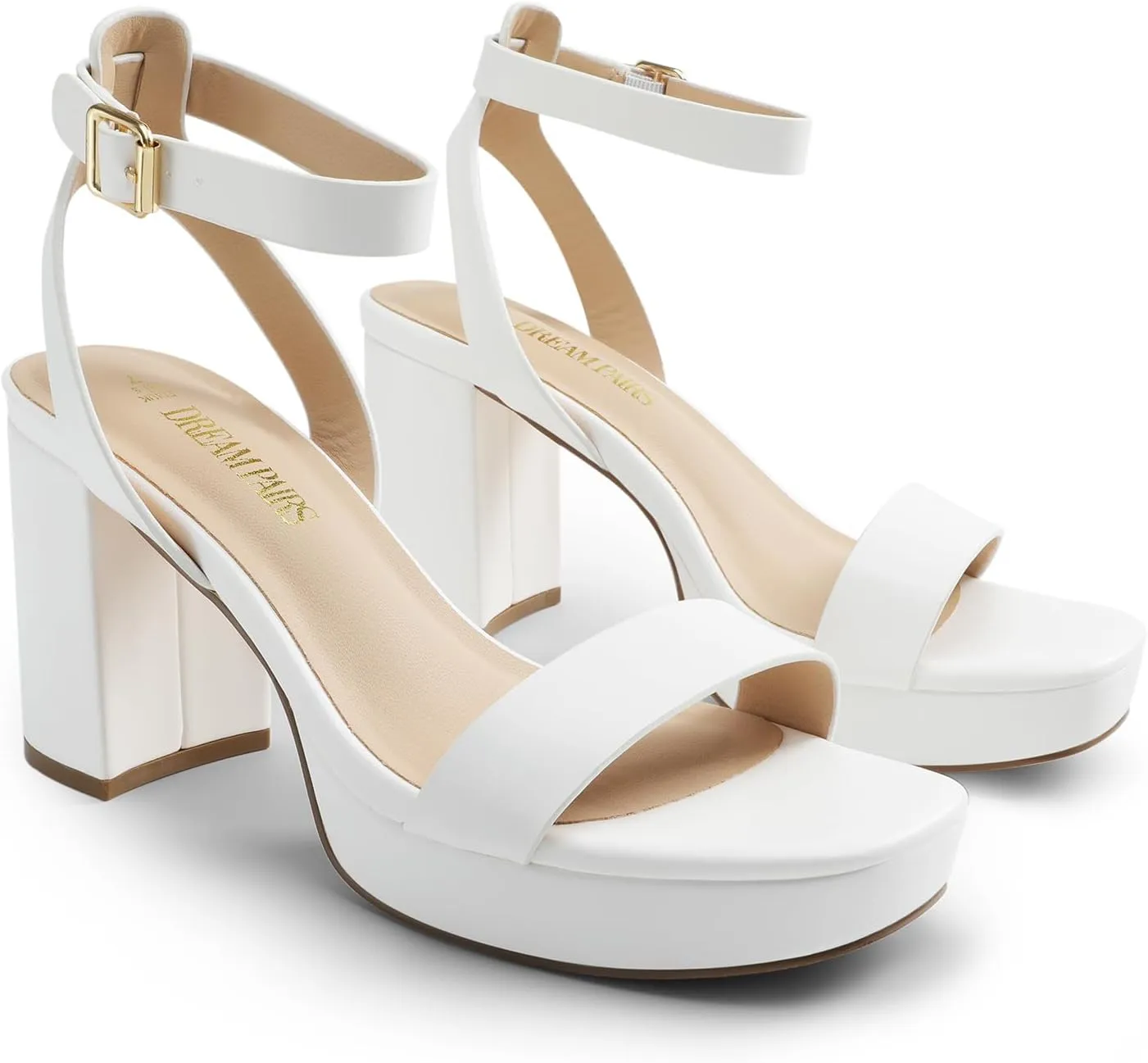 DREAM PAIRS Platform Heels for Women High Block Chunky Open Toe Ankle Strap Heels Fashion Wedding Party Evening Prom Dance Dress Pump Sandals Shoes
