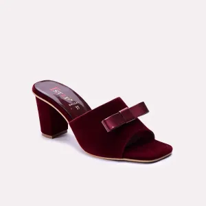Emmeline Maroon Block Heel Casual Slippers 0412545
