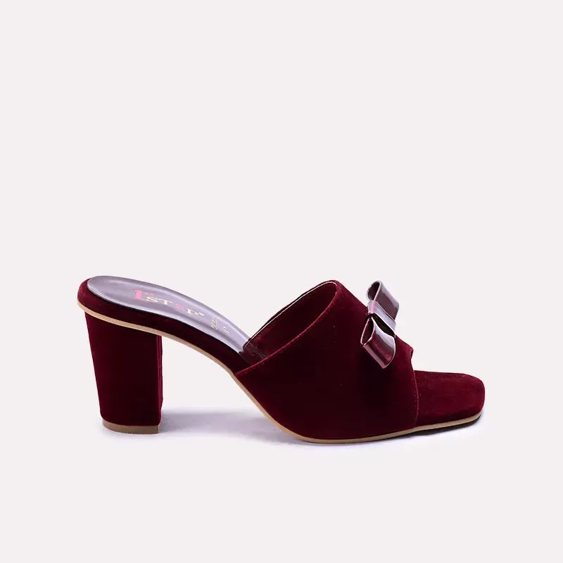 Emmeline Maroon Block Heel Casual Slippers 0412545