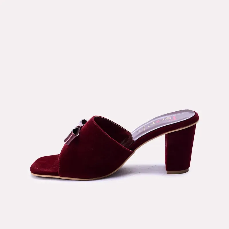 Emmeline Maroon Block Heel Casual Slippers 0412545
