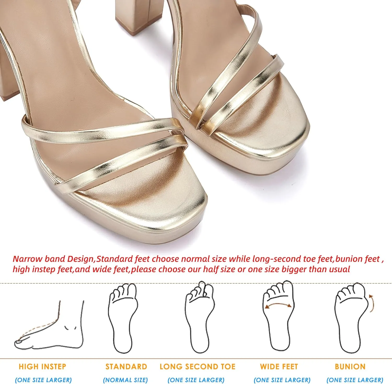 GENSHUO Women's Platform Chunky High Heels Square Toe Ankle Strap Heel Sandals Strappy Wedding Party Dress shoes