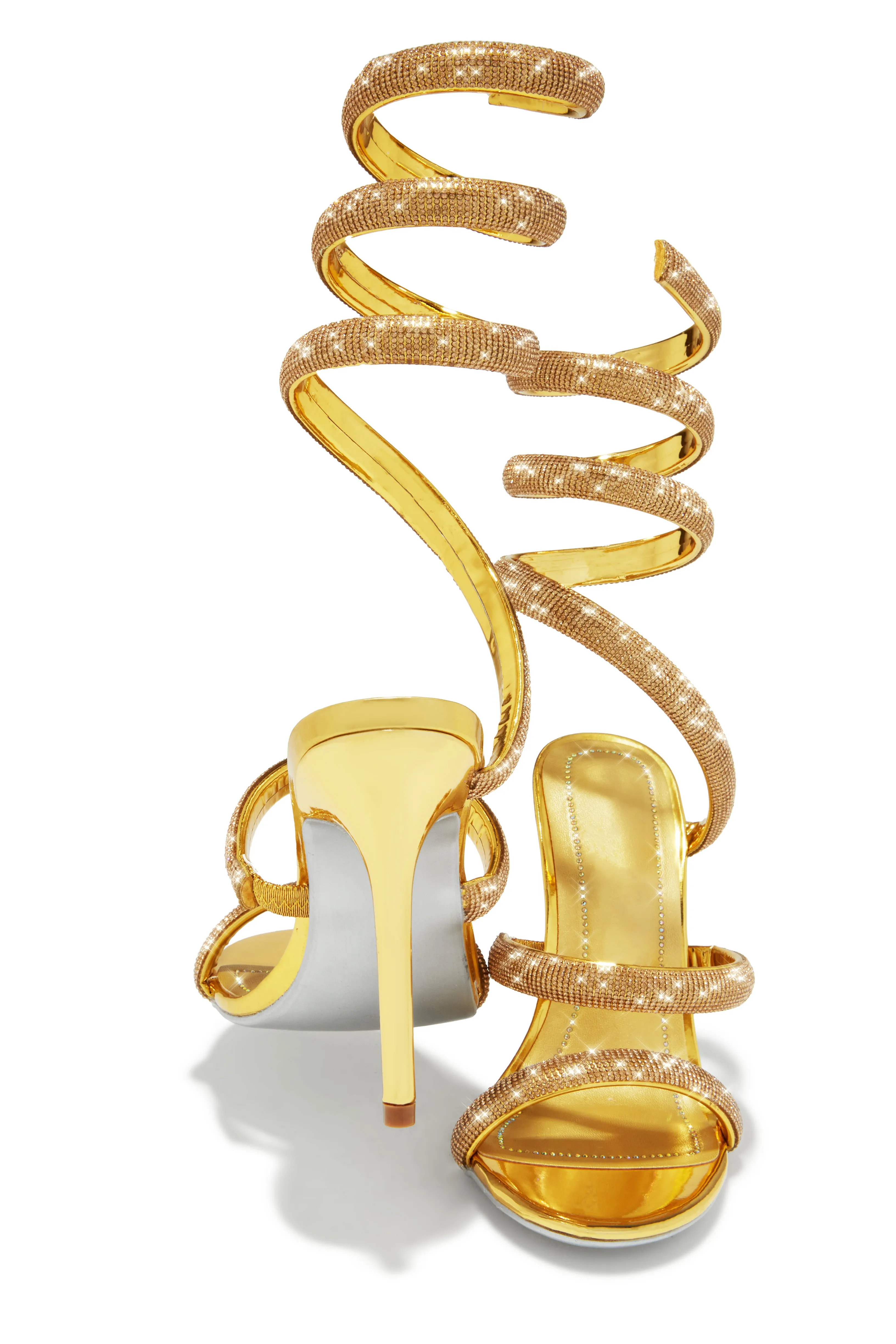 Gianna Embellished Around The Ankle Coil Heels - Gold