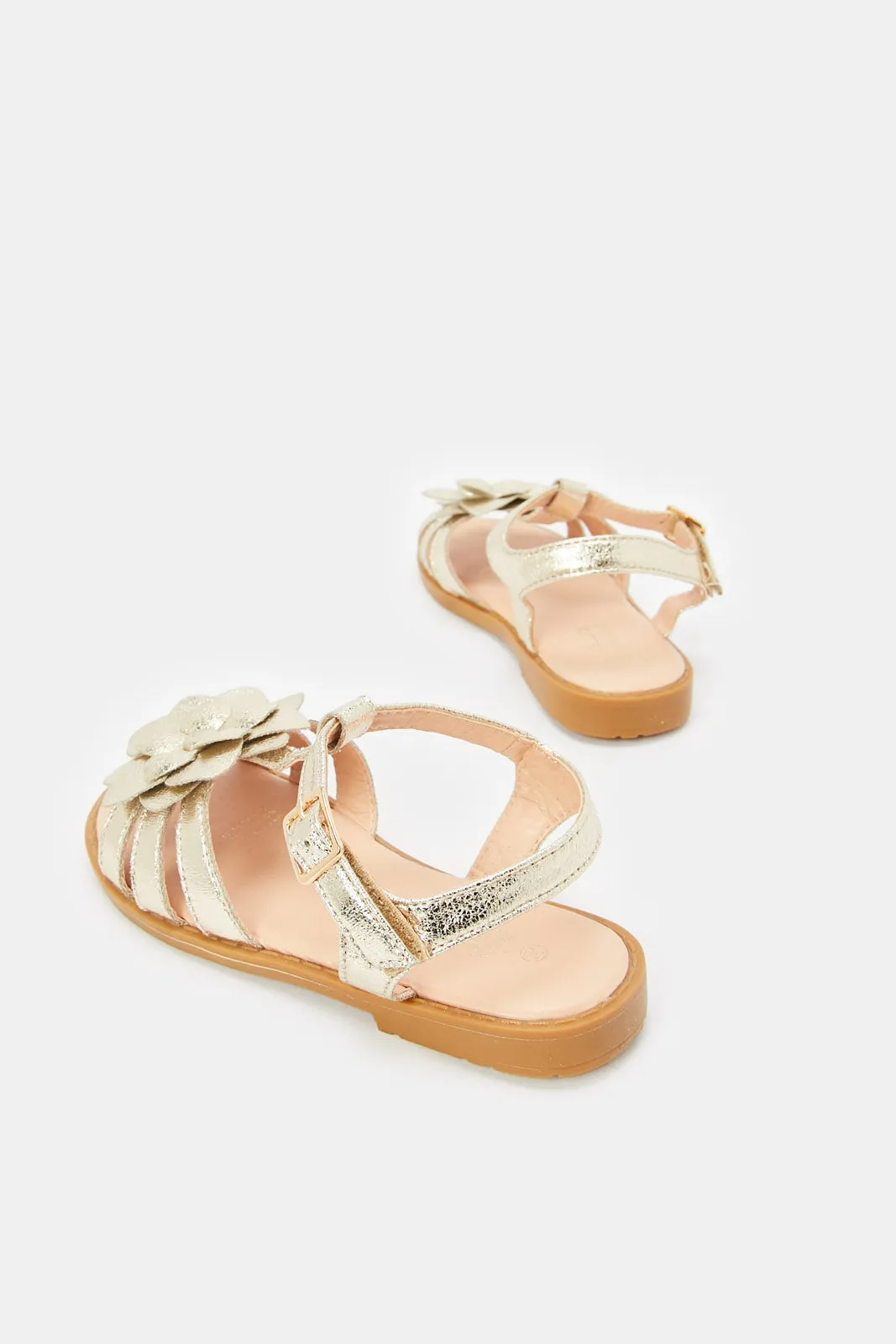 Girls Gold Floral Detail Sandal