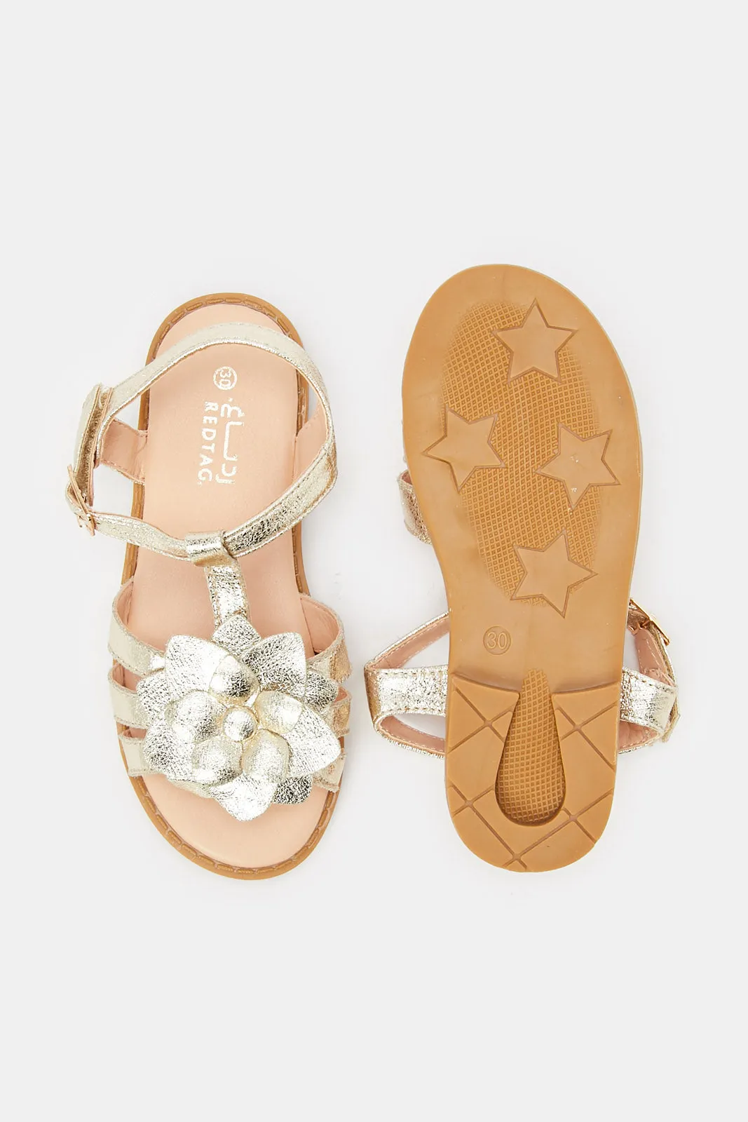 Girls Gold Floral Detail Sandal