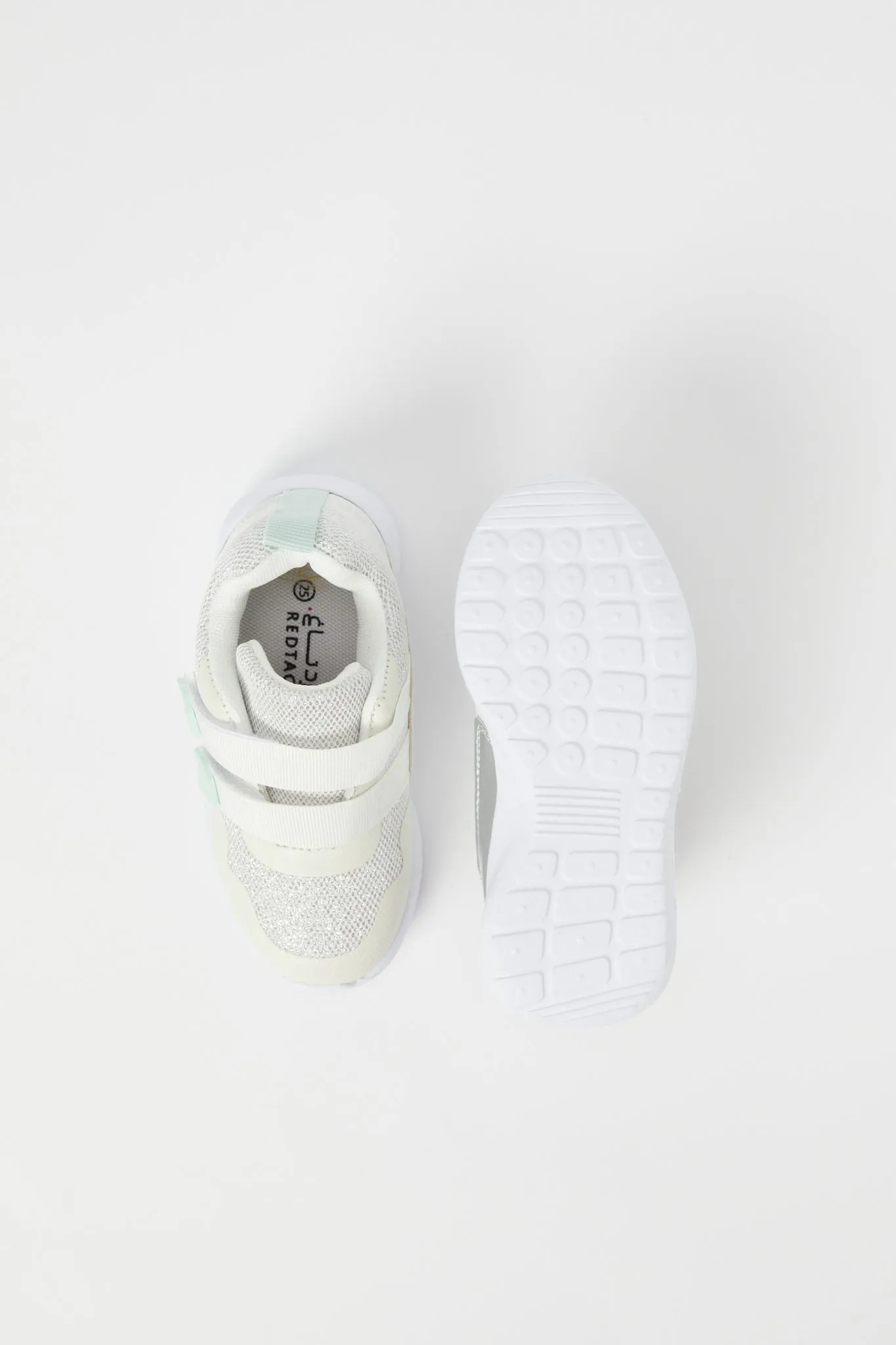 Girls White Double Velcro Strap Trainer