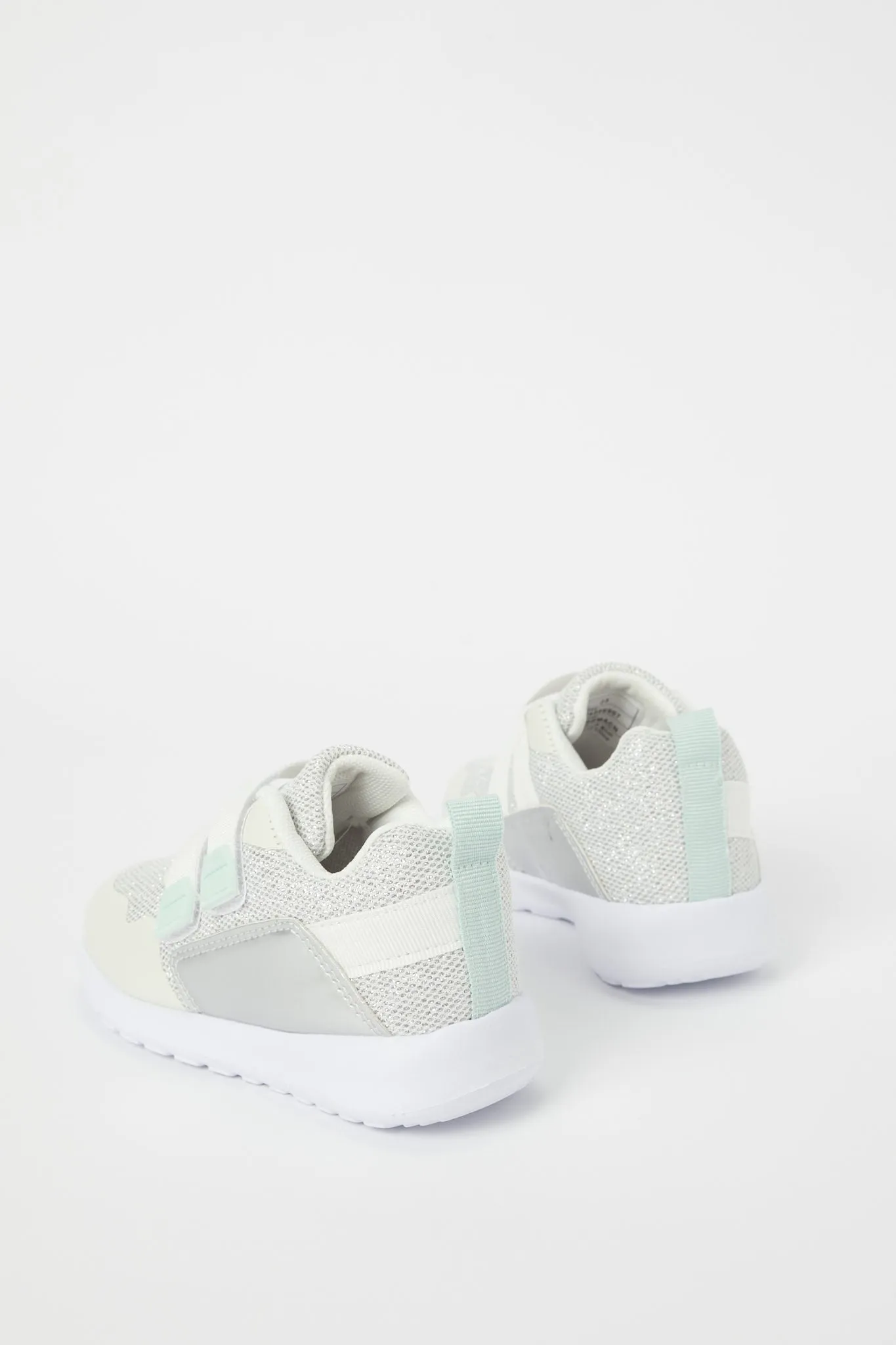Girls White Double Velcro Strap Trainer