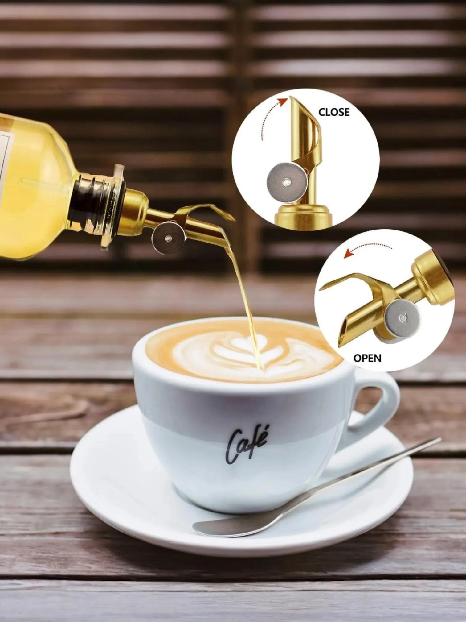 Gold Topped Caramel Coffee Syrup Bottle