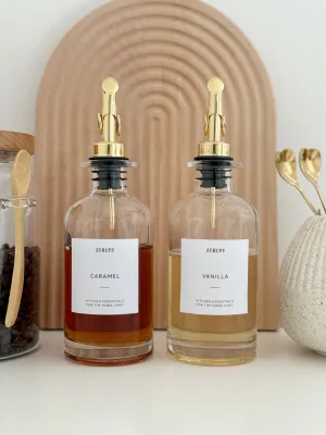 Gold Topped Caramel Coffee Syrup Bottle