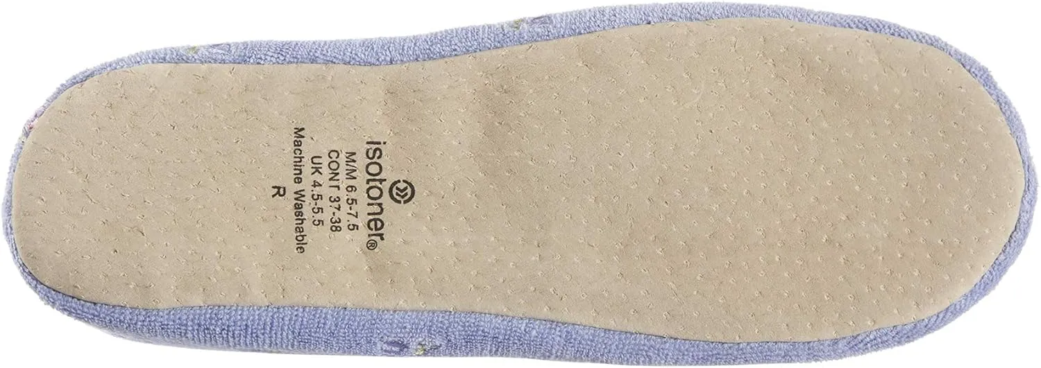 isotoner Women's Embroidered Terry Ballerina Slippers