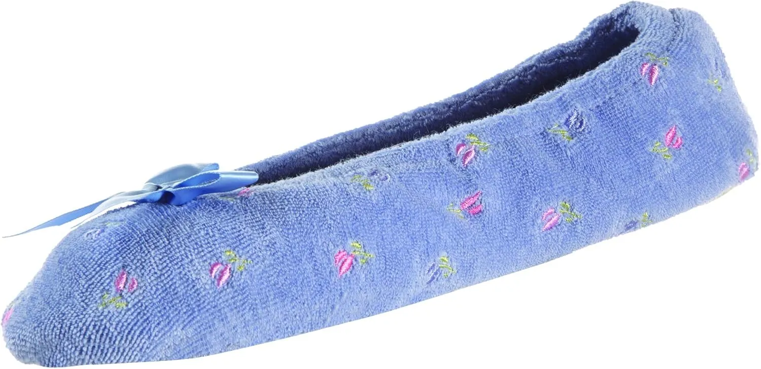 isotoner Women's Embroidered Terry Ballerina Slippers