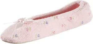 isotoner Women's Embroidered Terry Ballerina Slippers