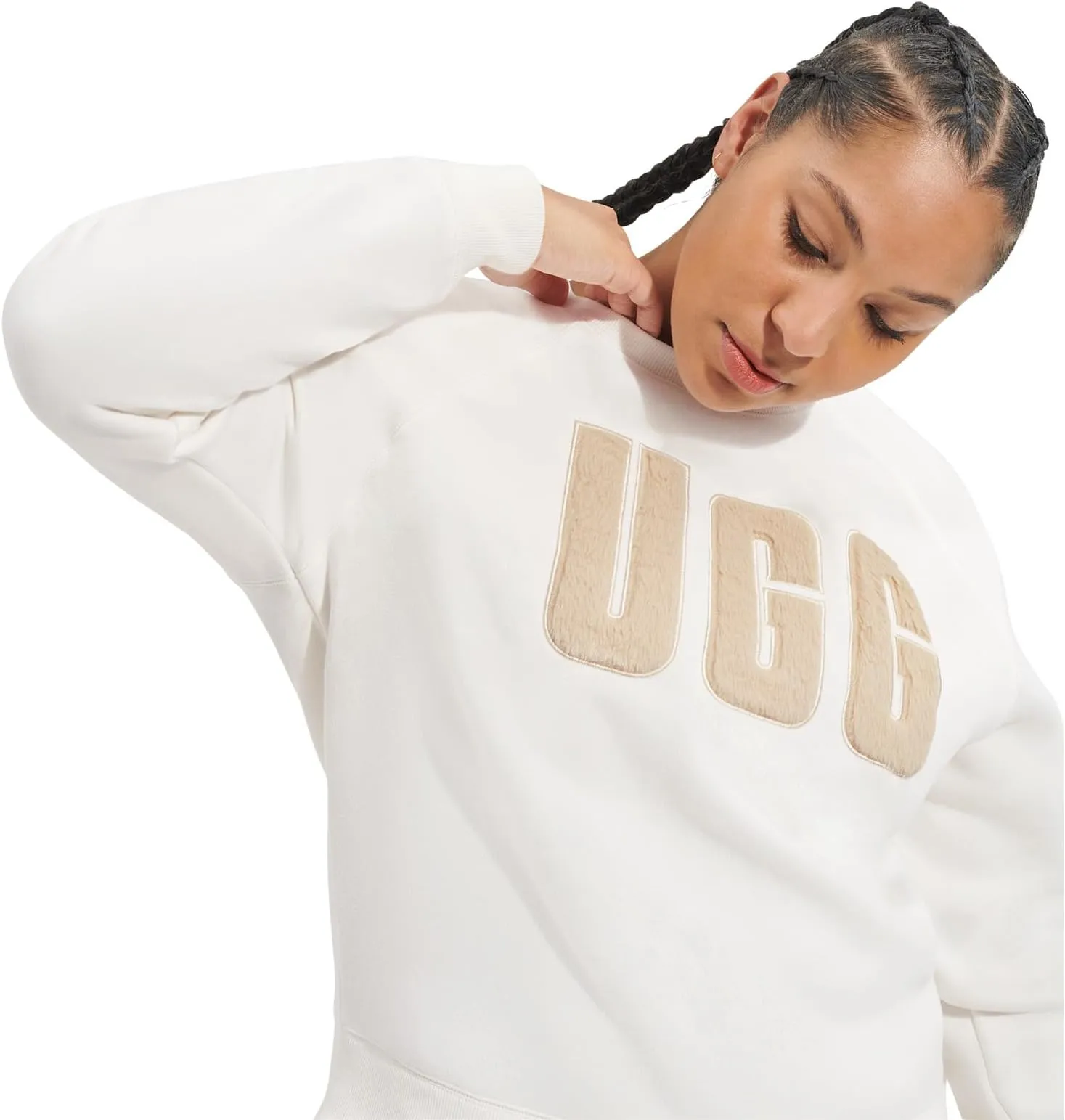 Madeline Fuzzy Logo Crew Neck T-Shirt UGG, Nimbus/Sand