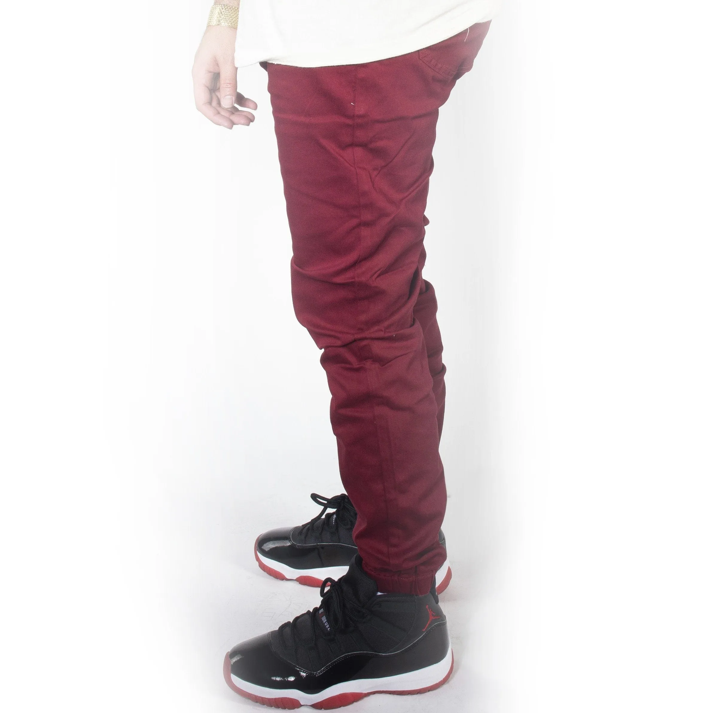 Maroon Twill Jogger Pants JG804