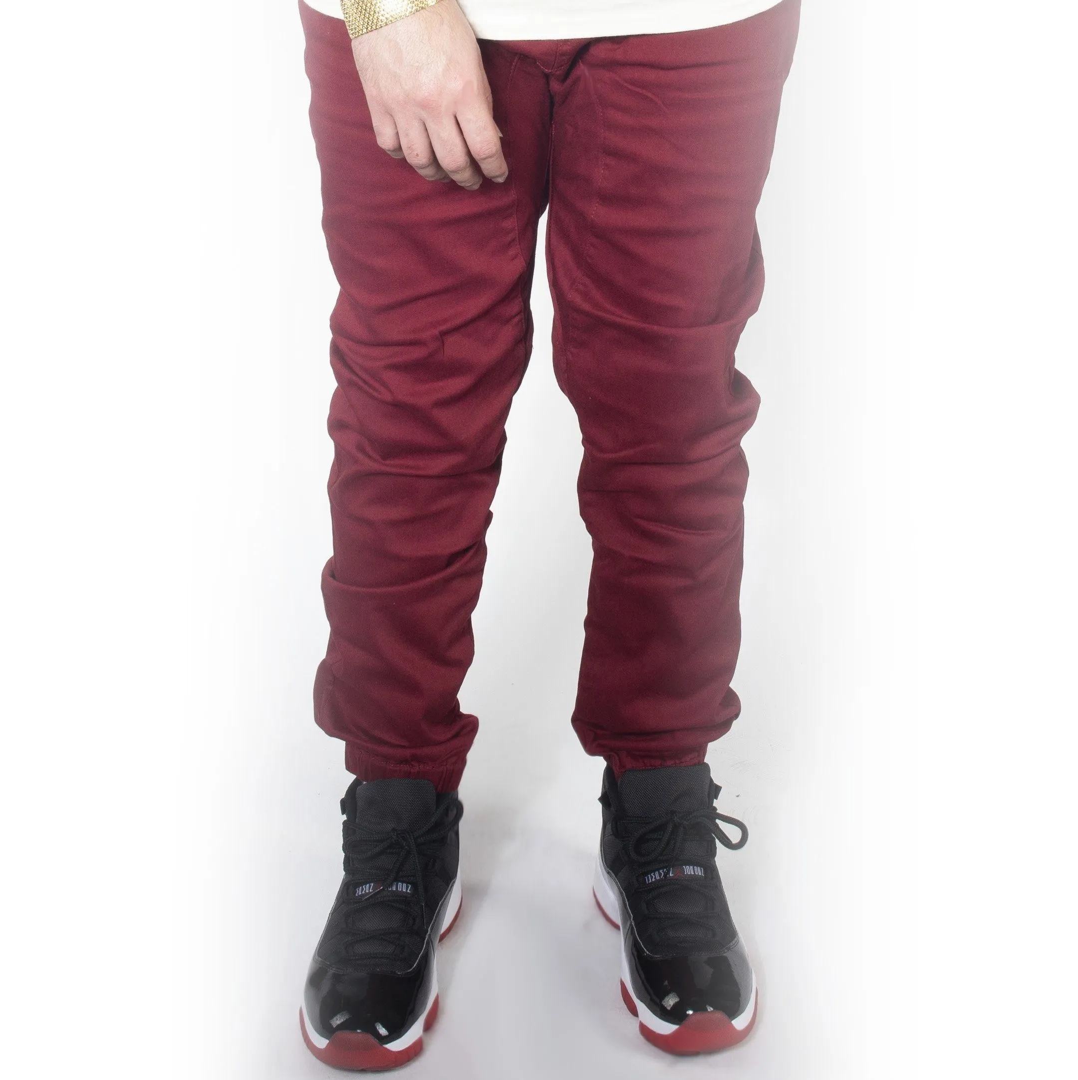 Maroon Twill Jogger Pants JG804
