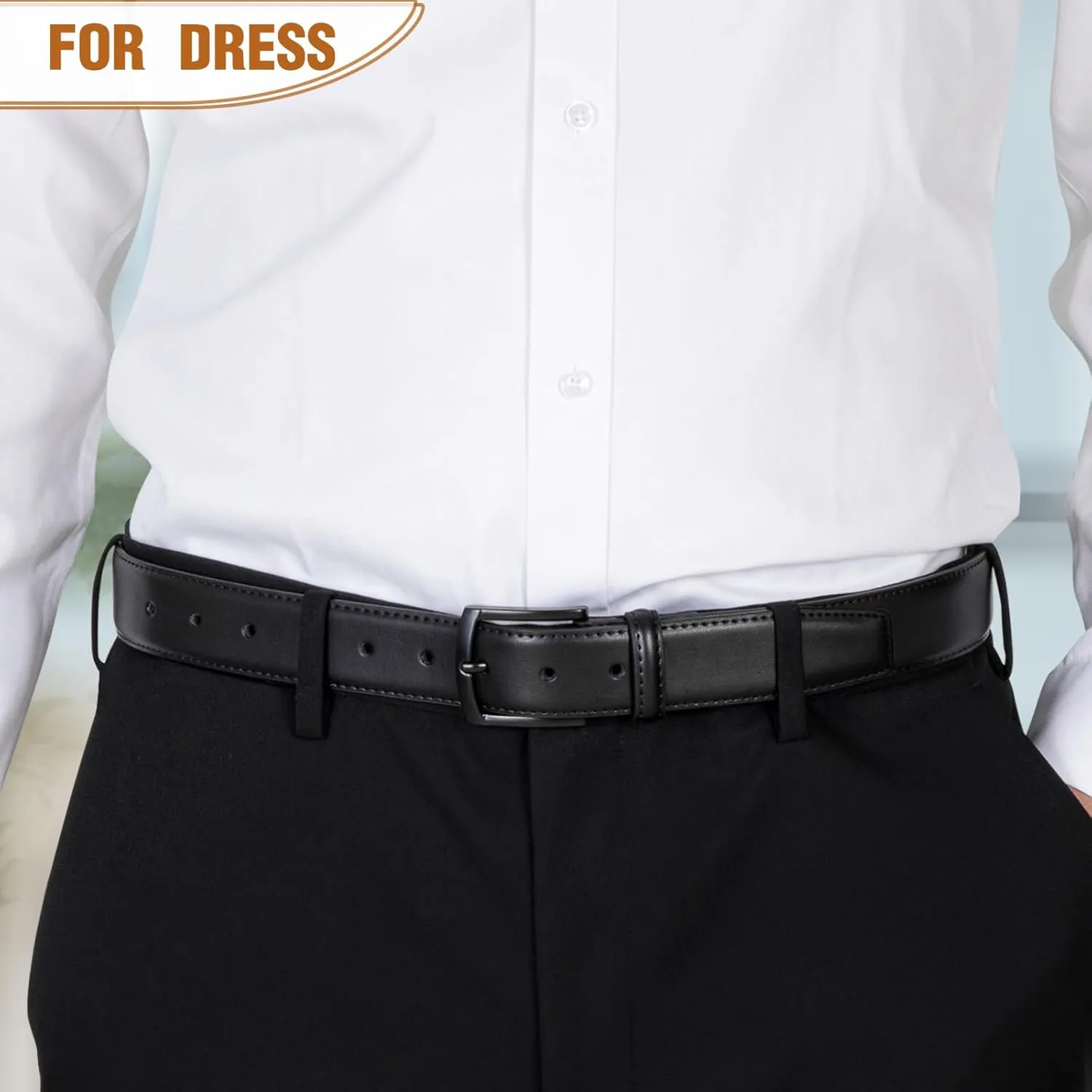 Men's Belt 2Pack Genuine Leather Belt for Men Dress Casual Golf Jeans Pants 1 3/8"