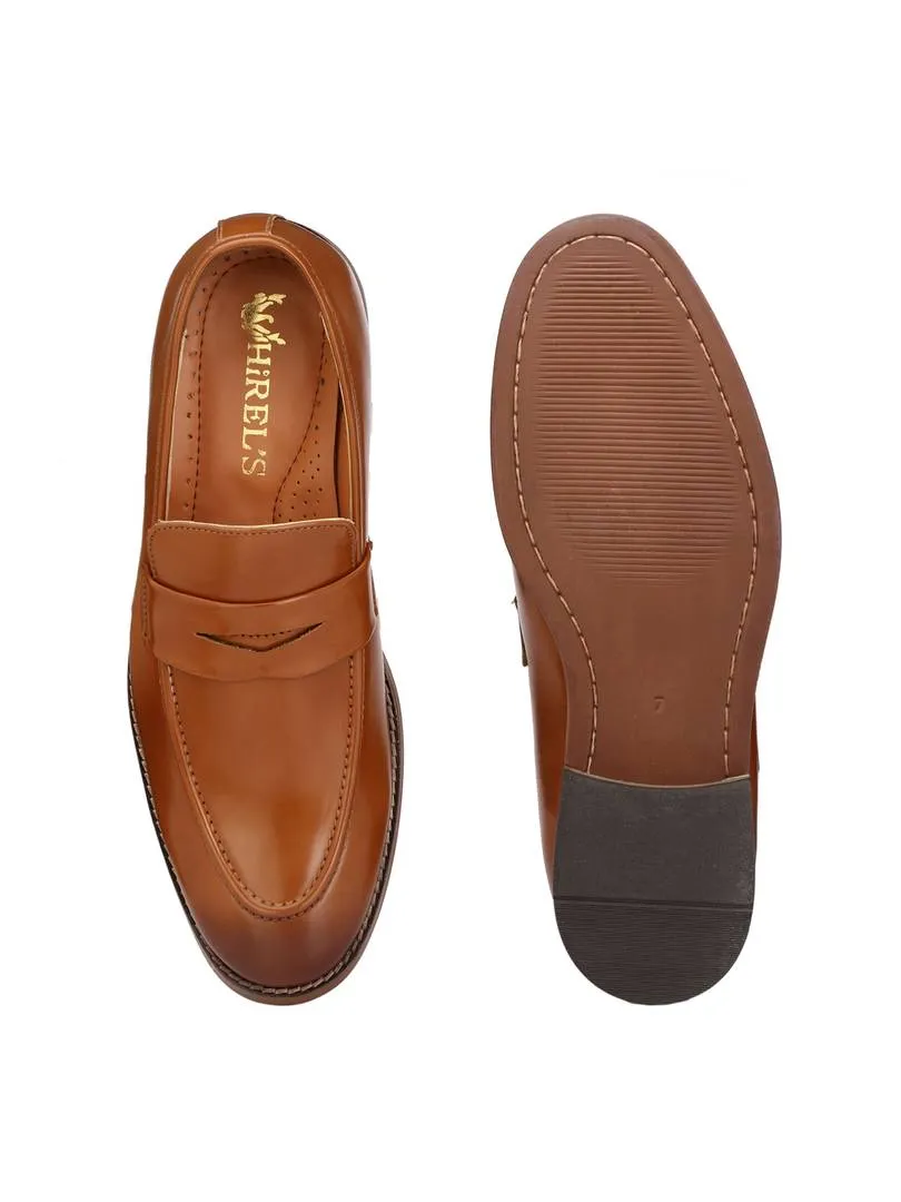Men's Tan Slip On Mocassion Synthetic Leather Formal Shoes