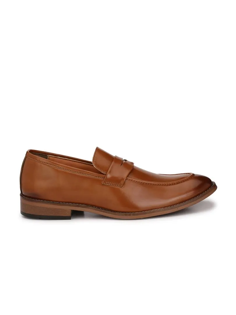 Men's Tan Slip On Mocassion Synthetic Leather Formal Shoes