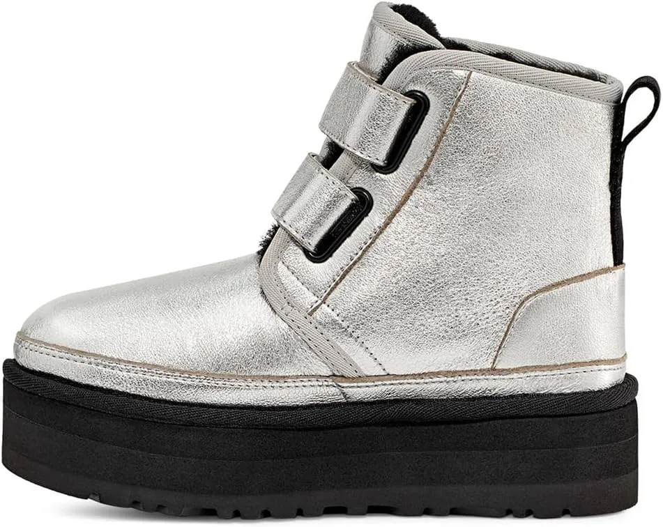 Neumel Platform Leather UGG Boots, Silver Metallic