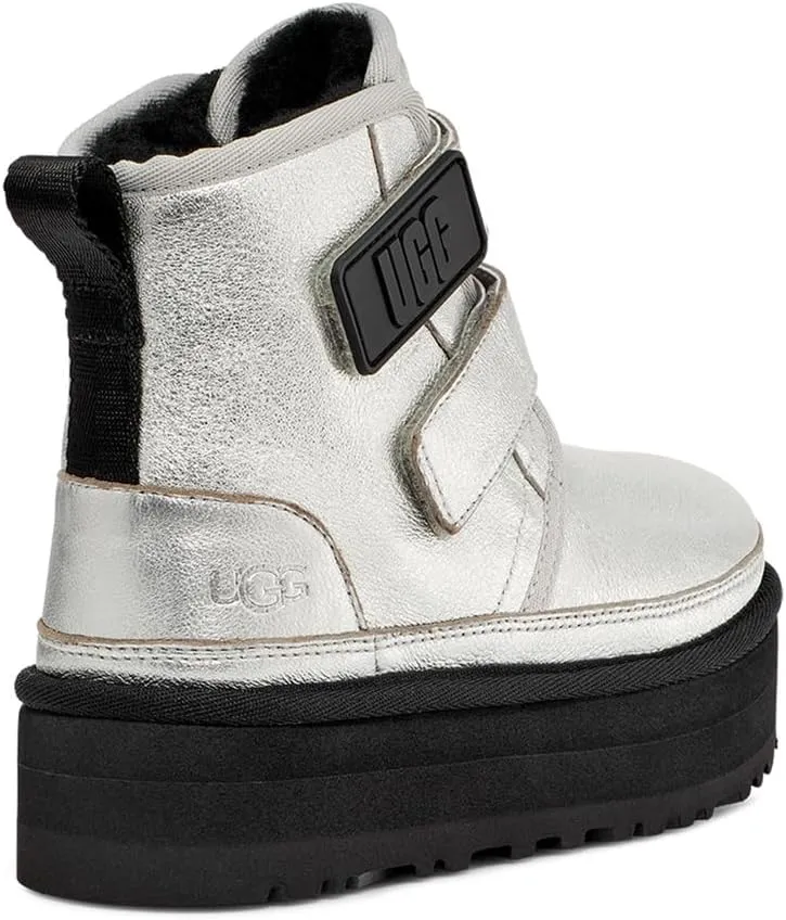 Neumel Platform Leather UGG Boots, Silver Metallic