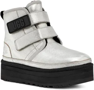 Neumel Platform Leather UGG Boots, Silver Metallic