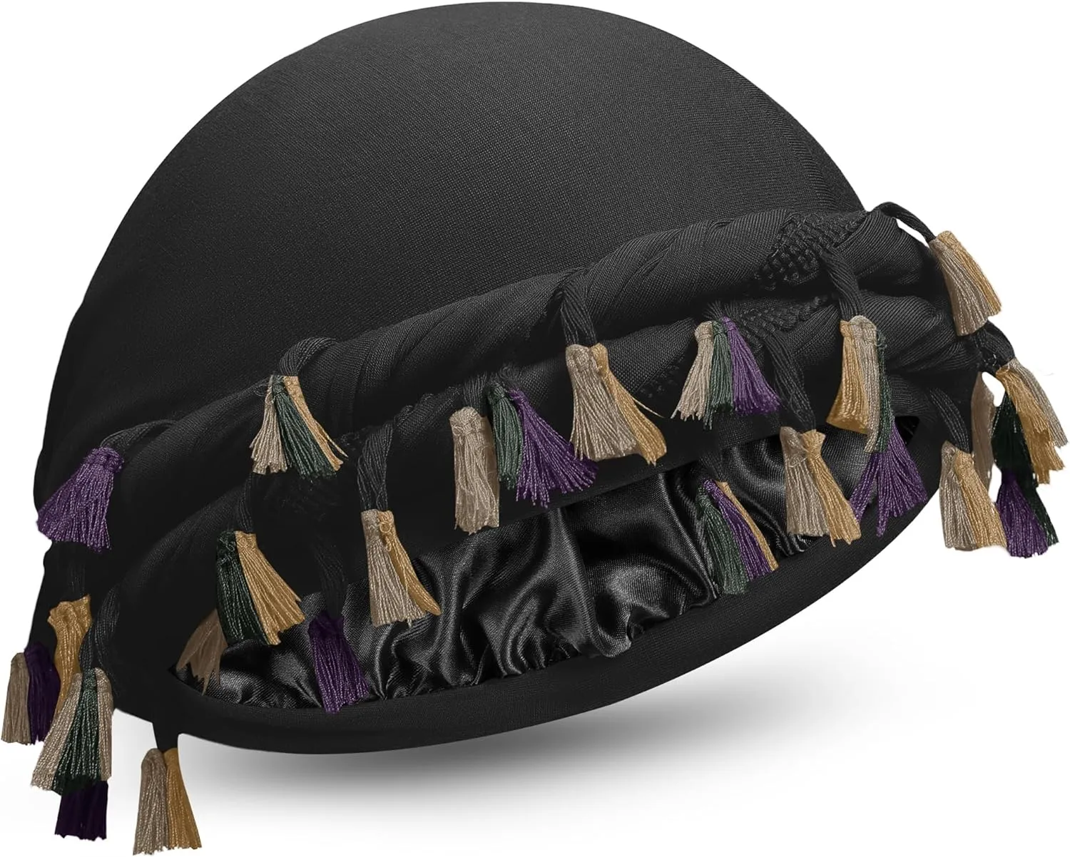 Turban for Men Adjustable Halo Silk Satin Lined Cap for Women Durag Twist Head Wraps Hat Elastic Pre Tie Beniee