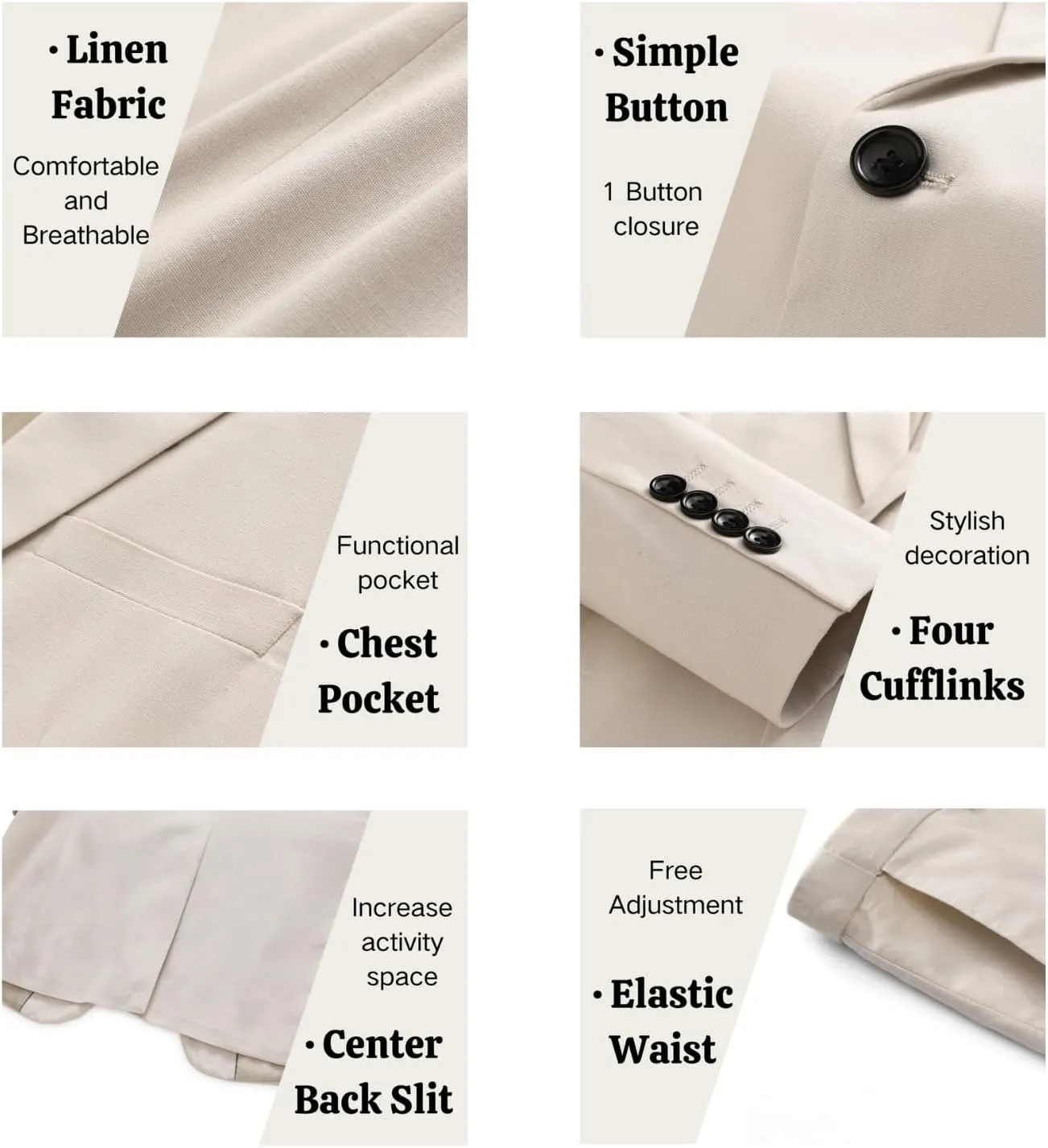 UNINUKOO Linen Suit for Men Summer Wedding 2 Piece Suit Set Peak Lapel Casual Blazer Pants Beach Wear for Men