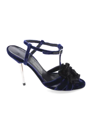 velvet t-bar stiletto sandals