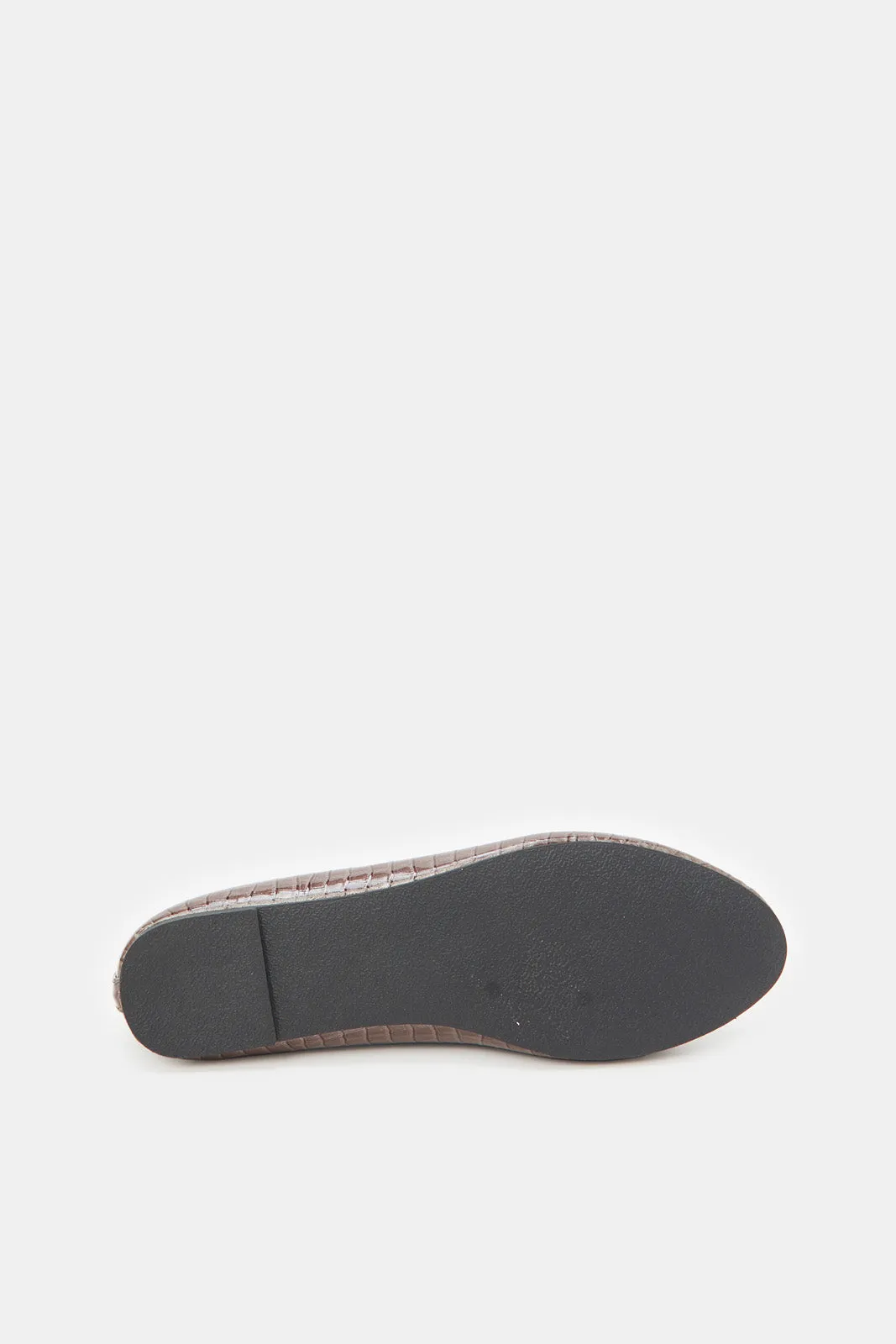 Women Brown Croc Patent Ballerinas