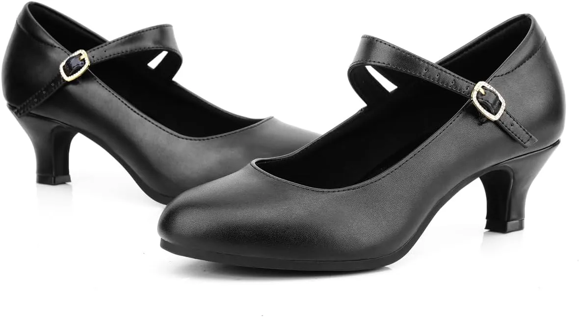 Women's Ankle Strap Heels Character Shoes Wedding Ballroom Latin Dance Pumps